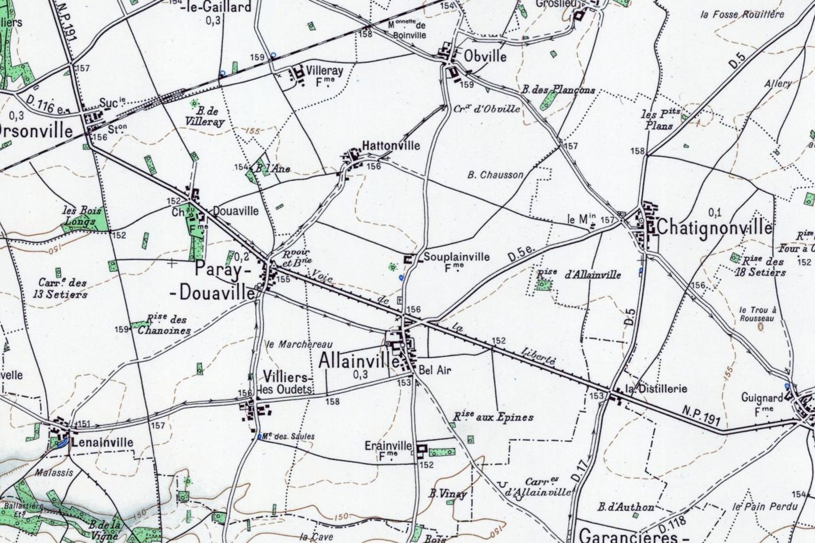 Carte topographique de 1950